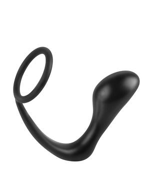 Ass-Gasm Silicone Cockring Plug - Black