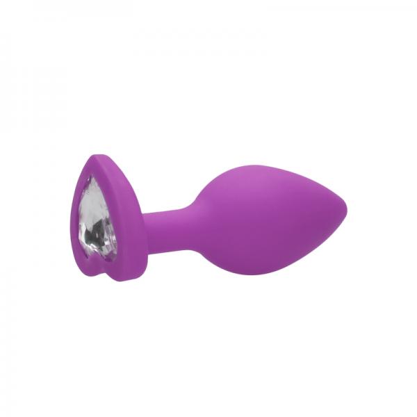 Diamond Heart Butt Plug - Regular - Purple